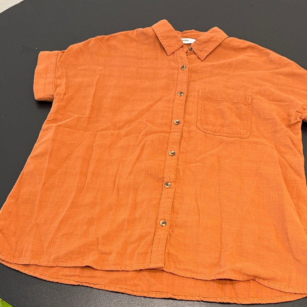 Sonoma Orange Button Up Top